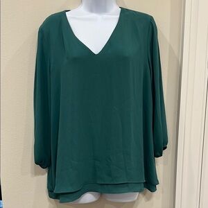 Elegant Green V-Neck Women's Top- large